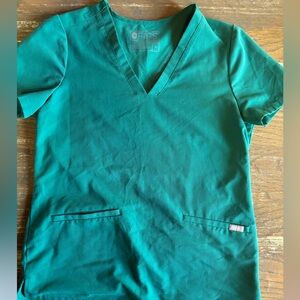Green V-Neck Scrub Top
